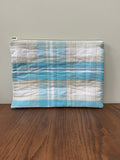 Medium Zipper Pouch - Aqua Gingham