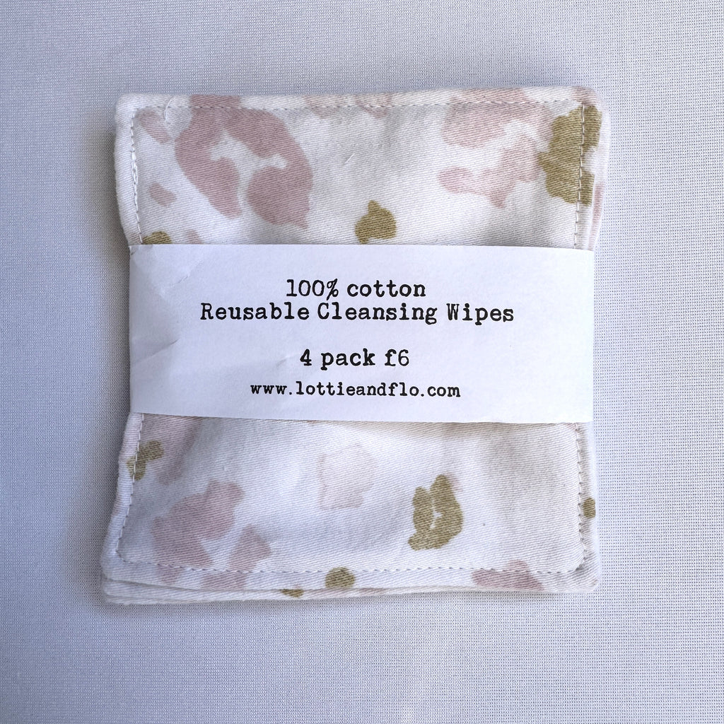 Reusable Cleansing Wipes - White with Pink & Gold
