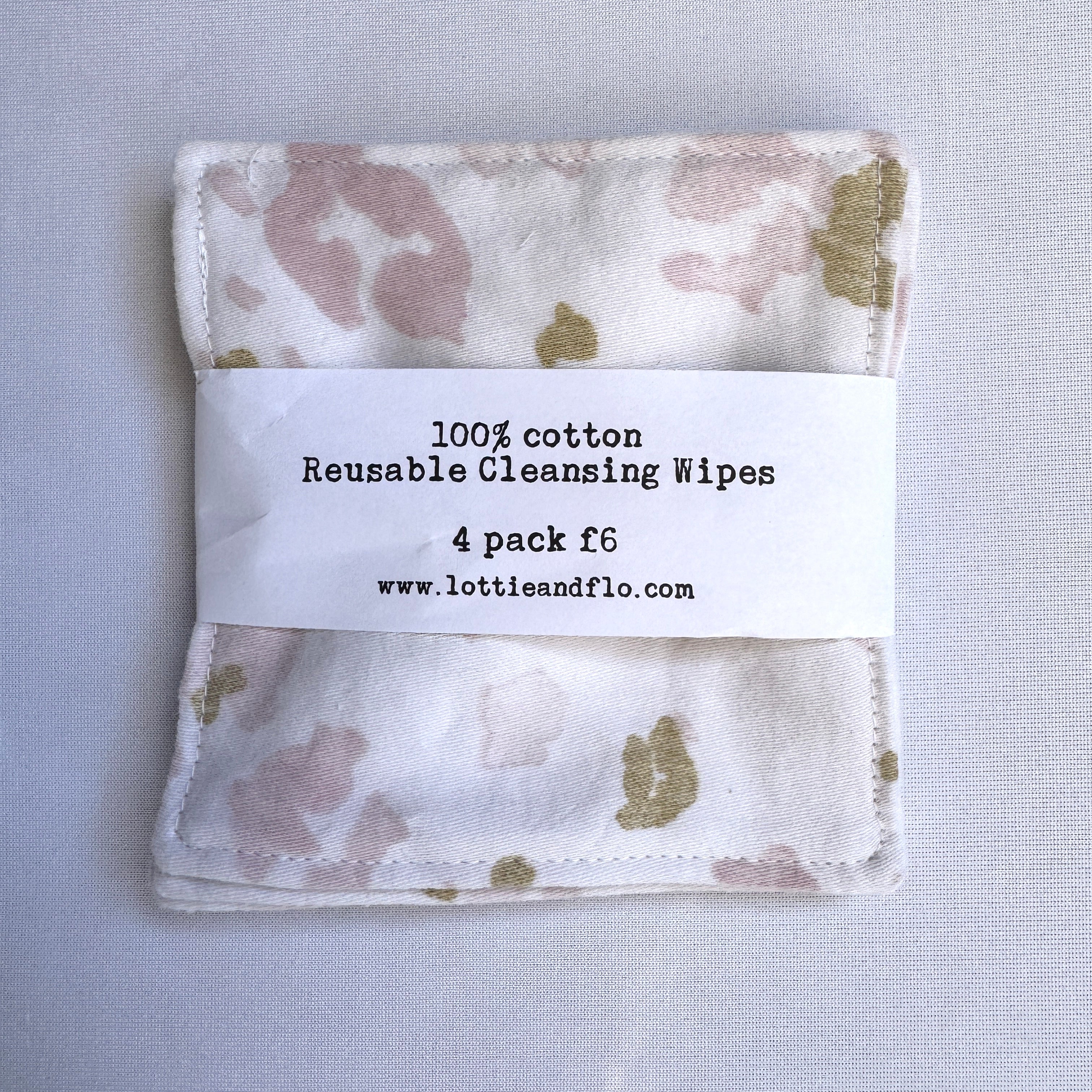 Reusable Cleansing Wipes - White with Pink & Gold