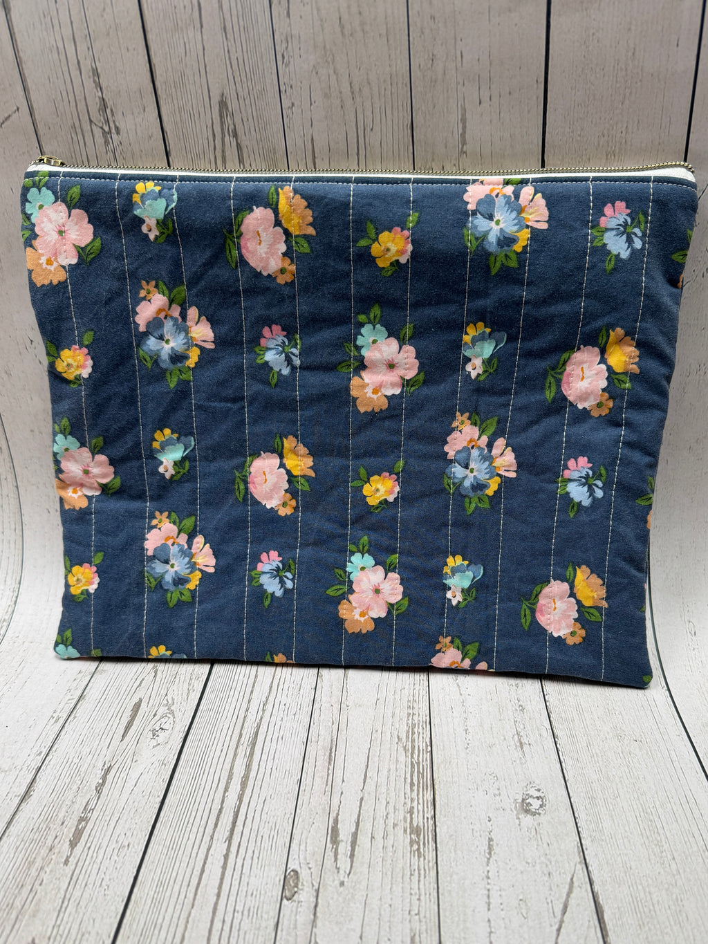 Large (iPad) Zipper Pouch - Navy Cath
