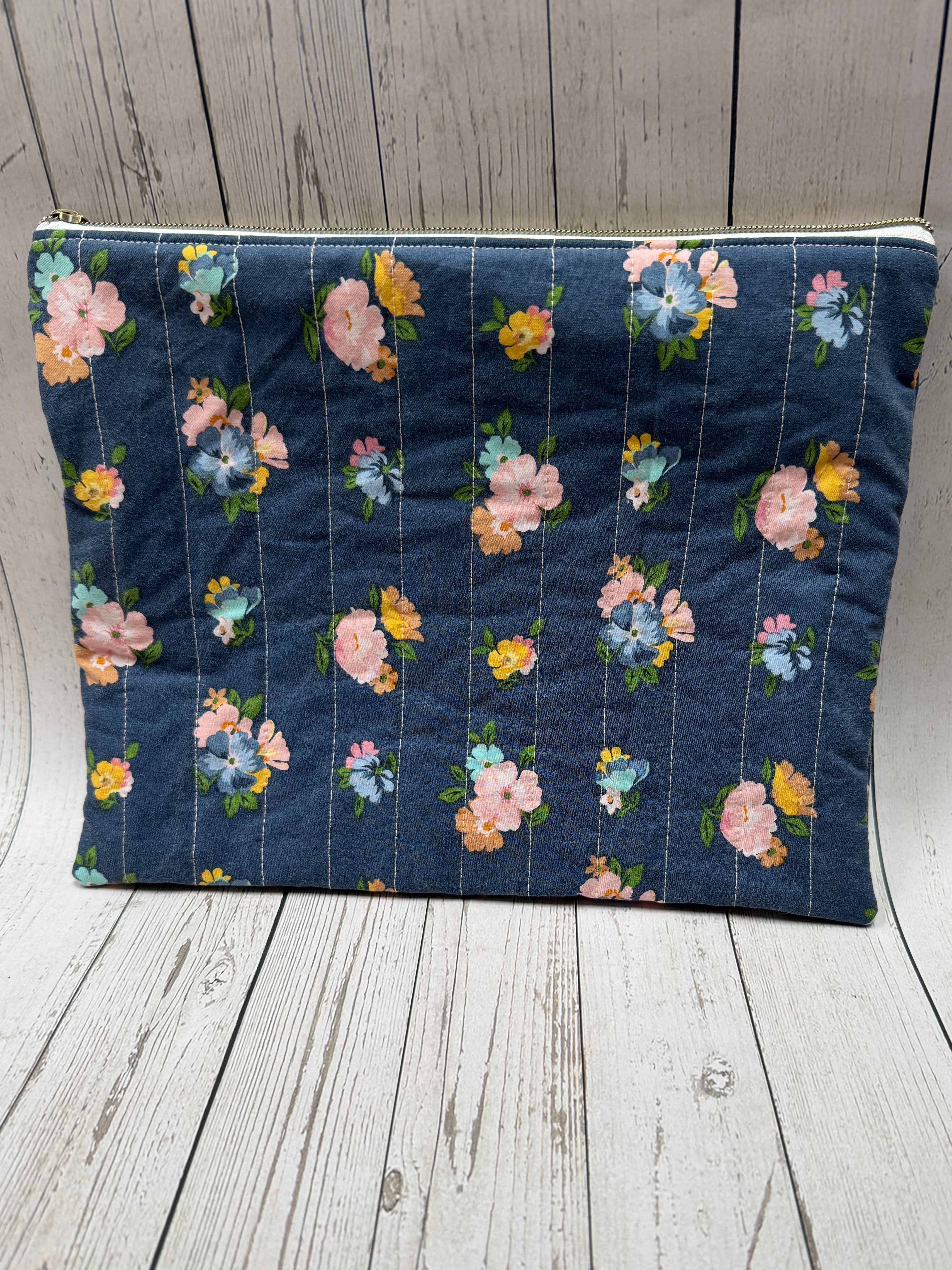 Large (iPad) Zipper Pouch - Navy Cath