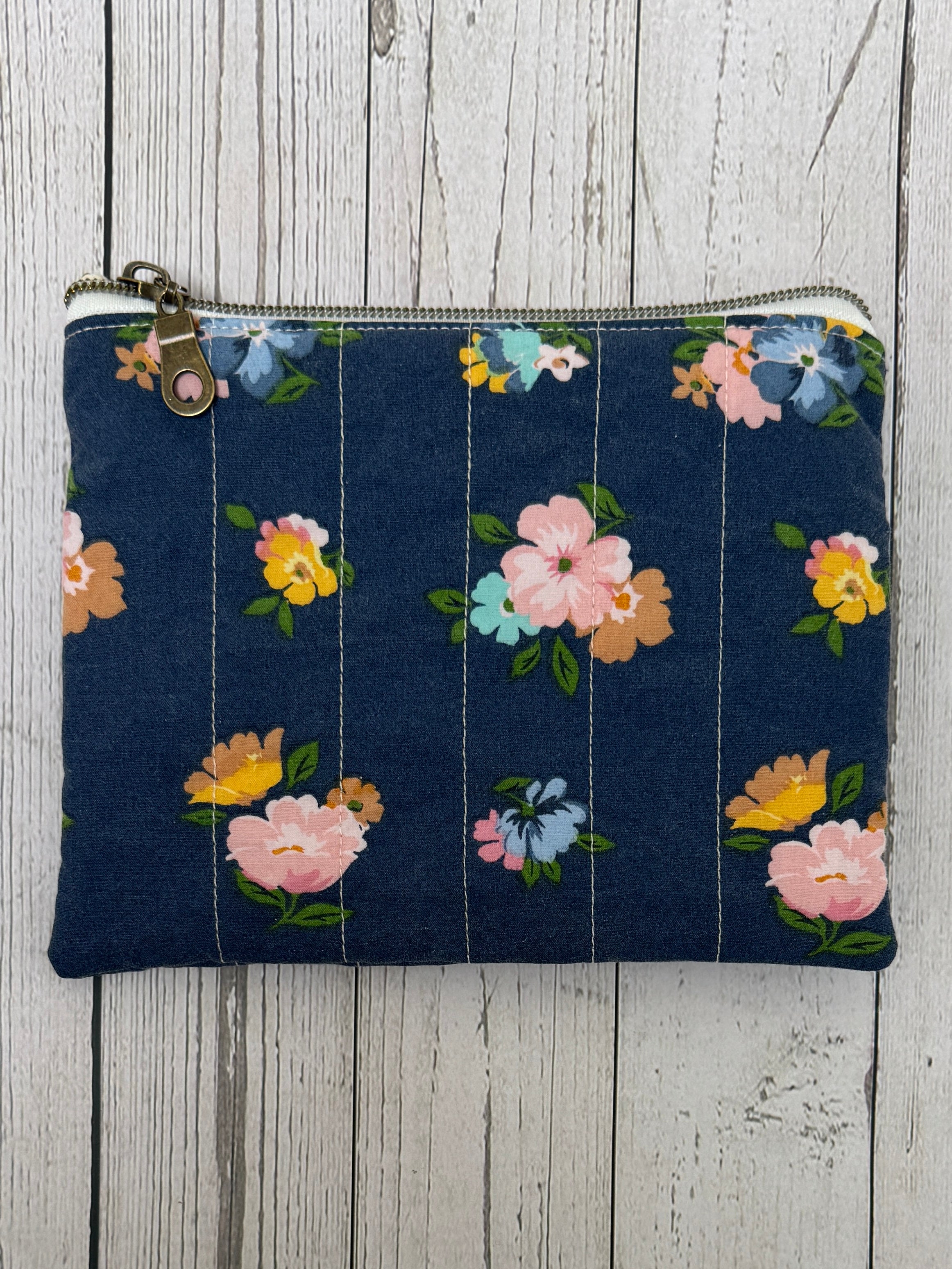 Small Zipper Pouch - Navy Cath