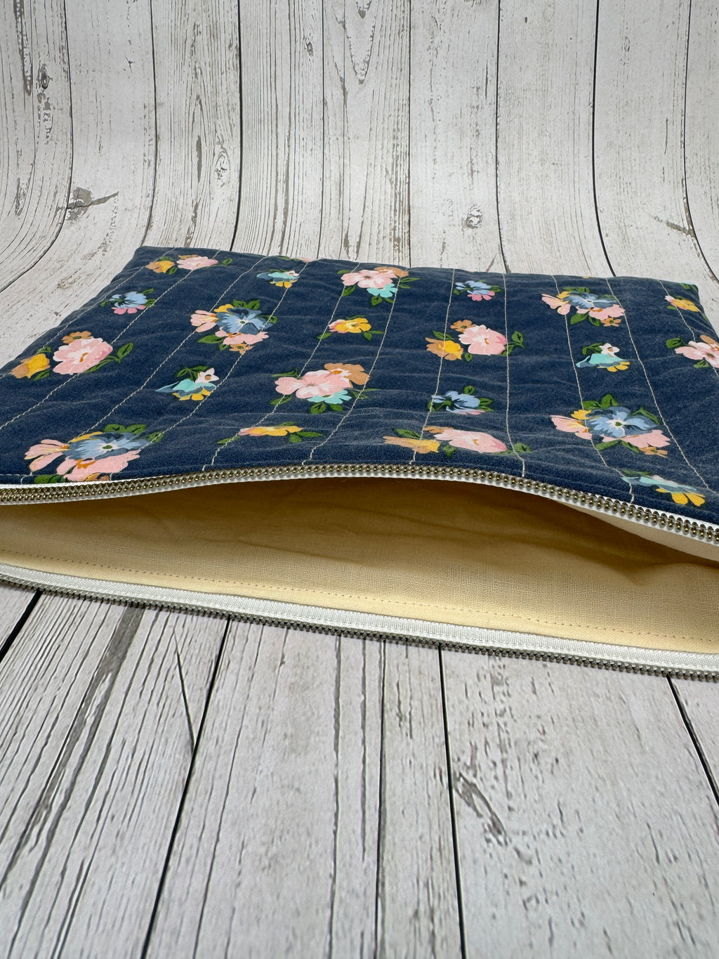 Large (iPad) Zipper Pouch - Navy Cath