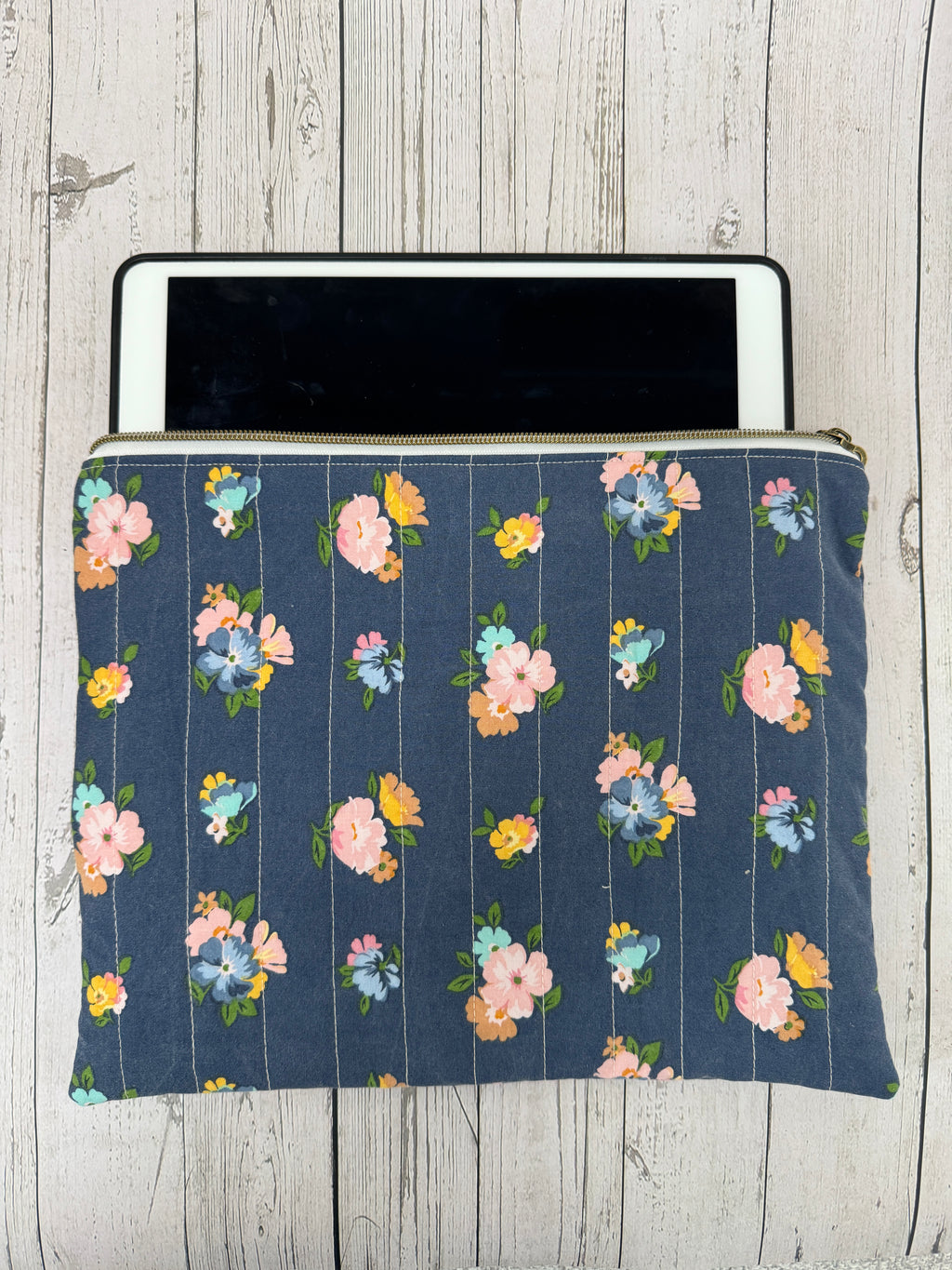 Large (iPad) Zipper Pouch - Navy Cath