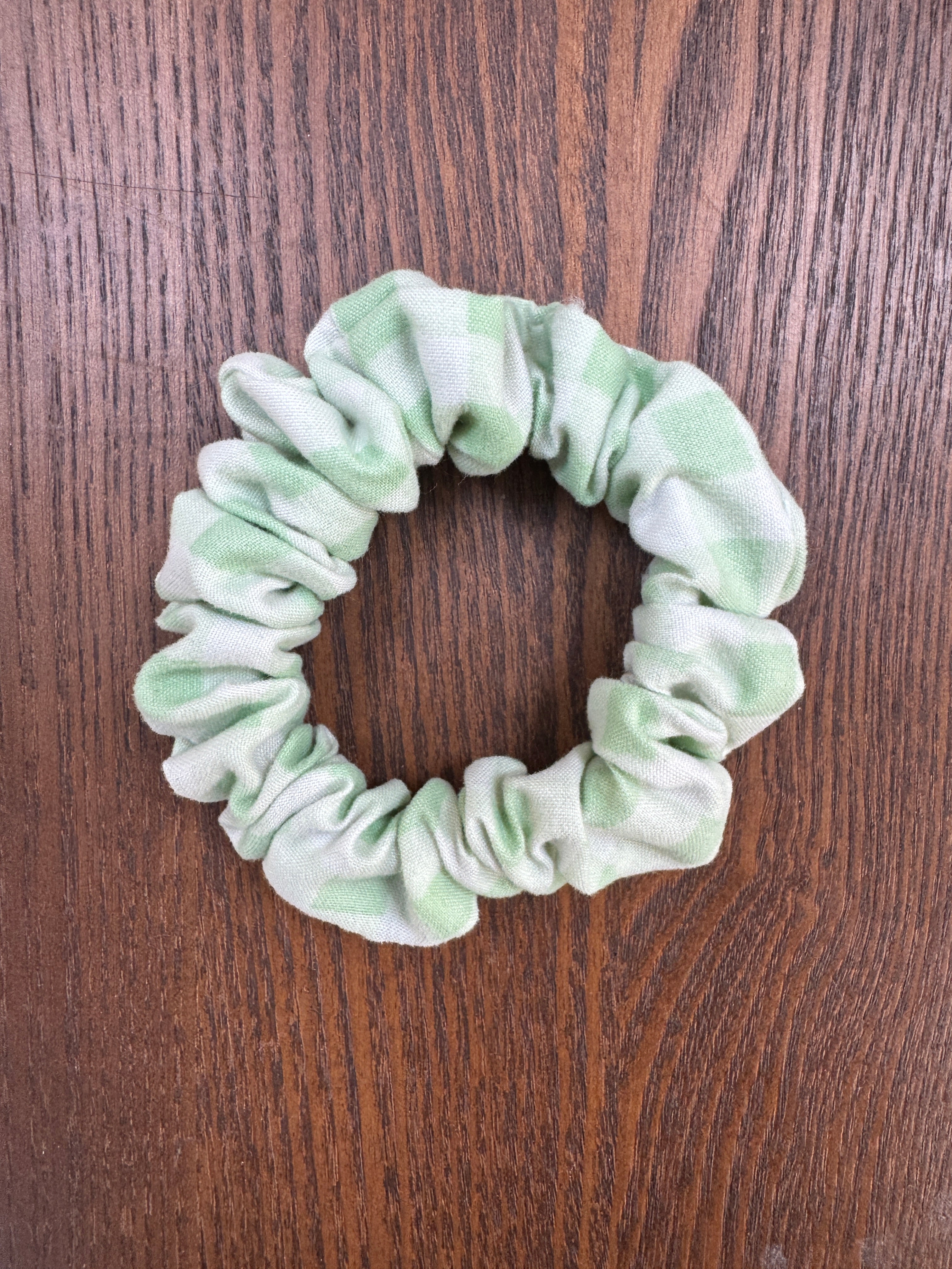 Skinny Scrunchie - Mint & White Gingham