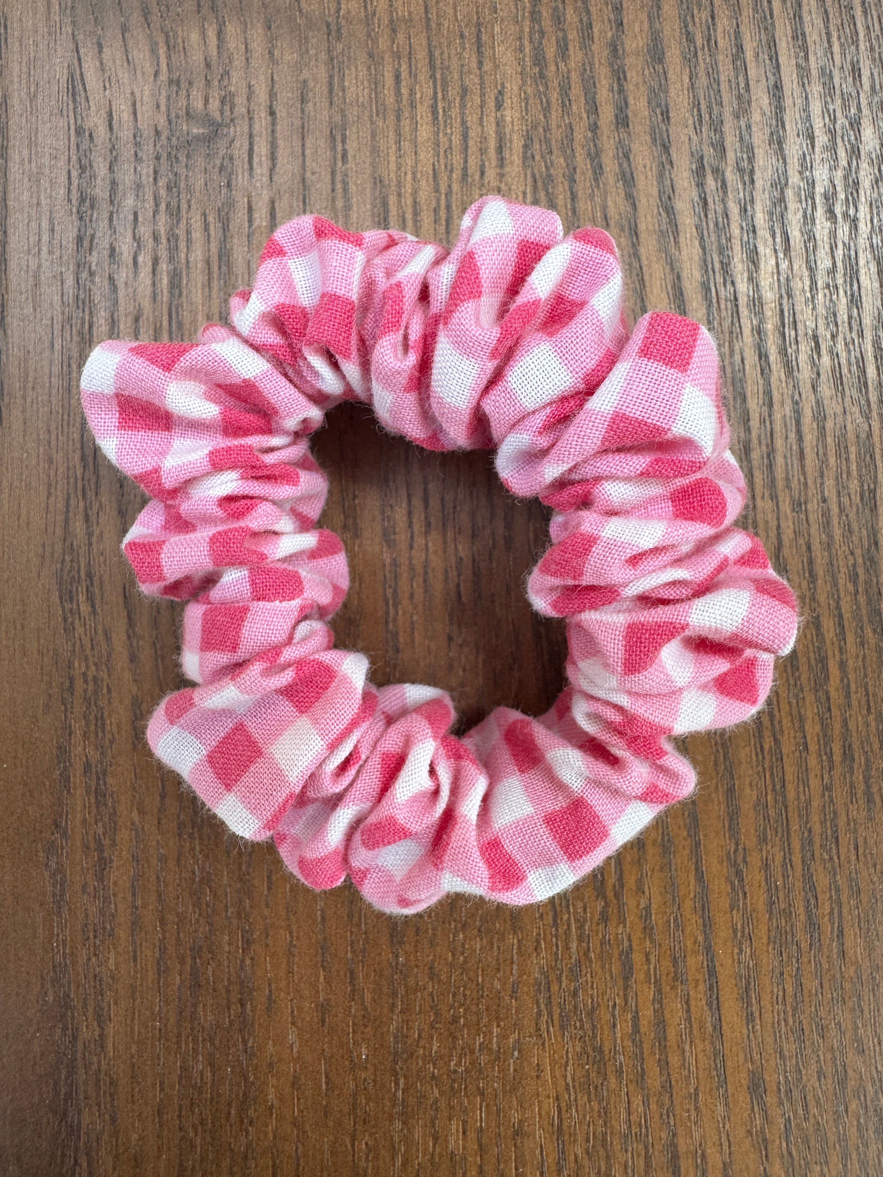 Skinny Scrunchie - Strawberry Pink Gingham