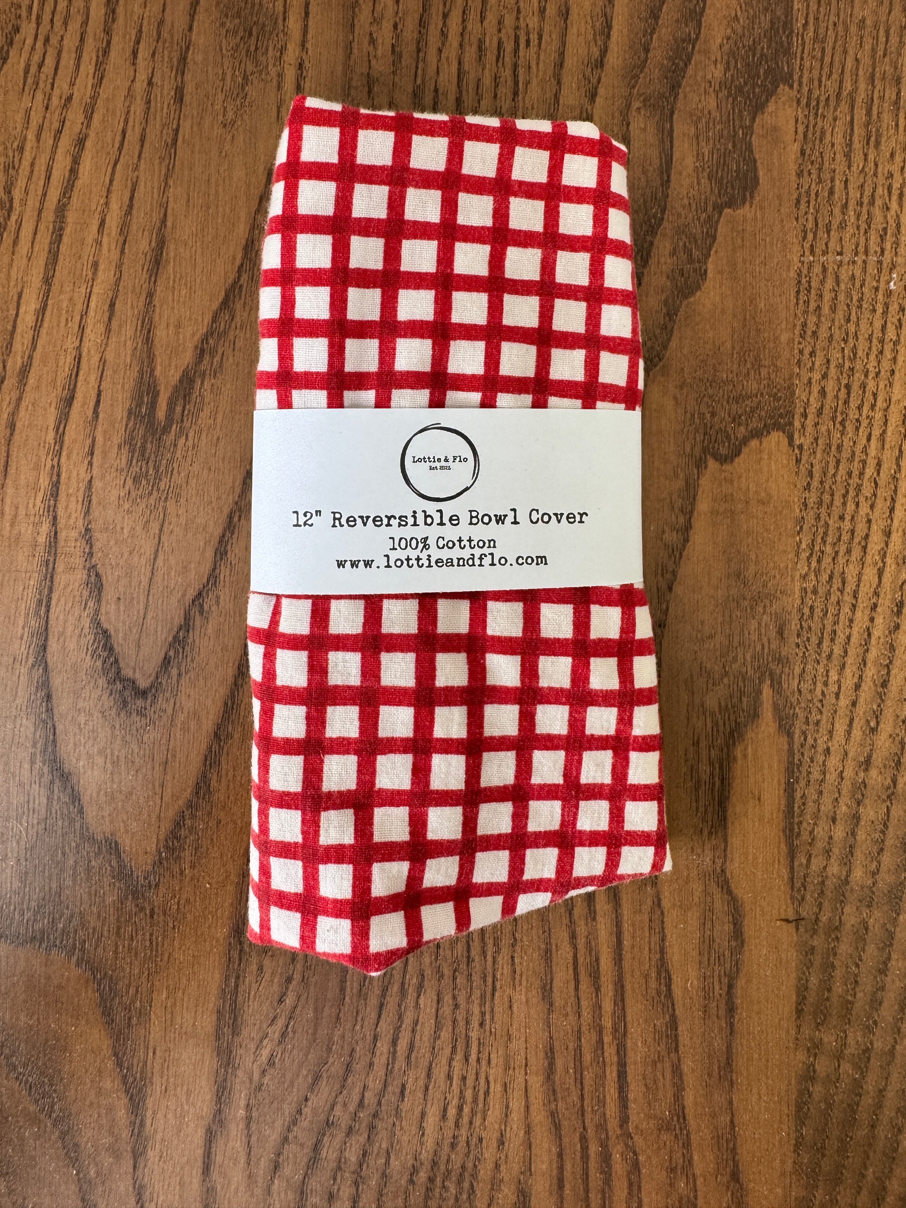 12" Bowl Cover - Red Check