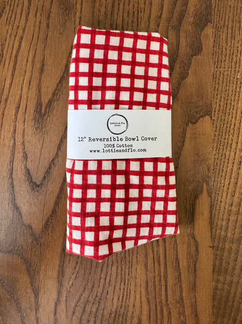 12" Bowl Cover - Red Check