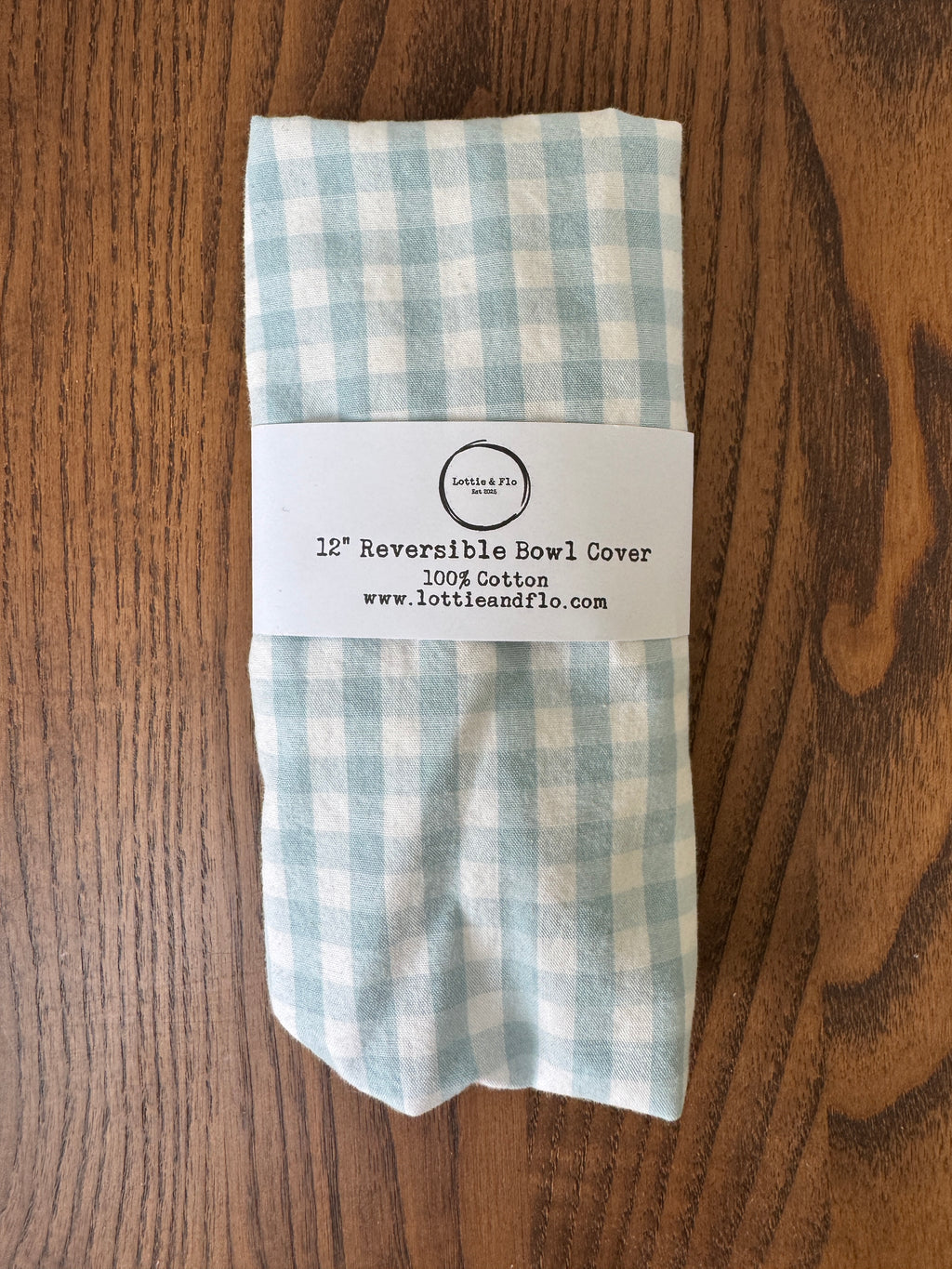 12" Bowl Cover - Pale Blue Gingham