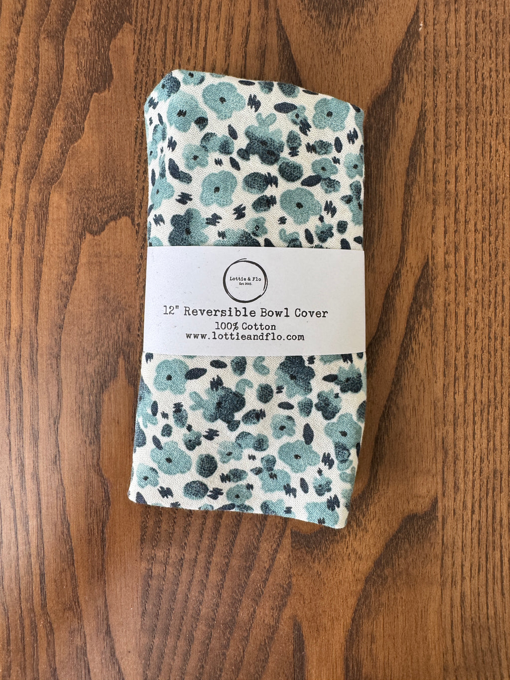 12" Bowl Cover - Ditsy Teal Floral