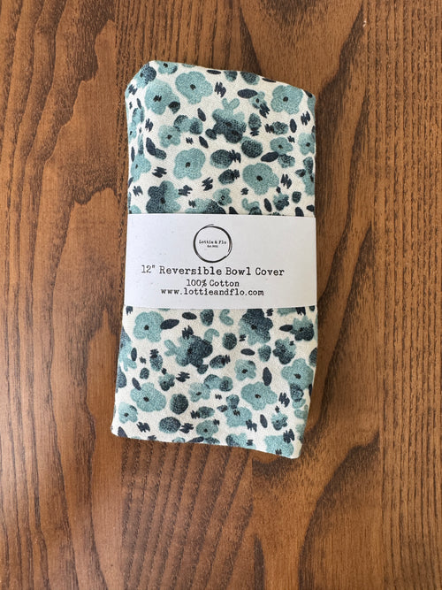 12" Bowl Cover - Ditsy Teal Floral