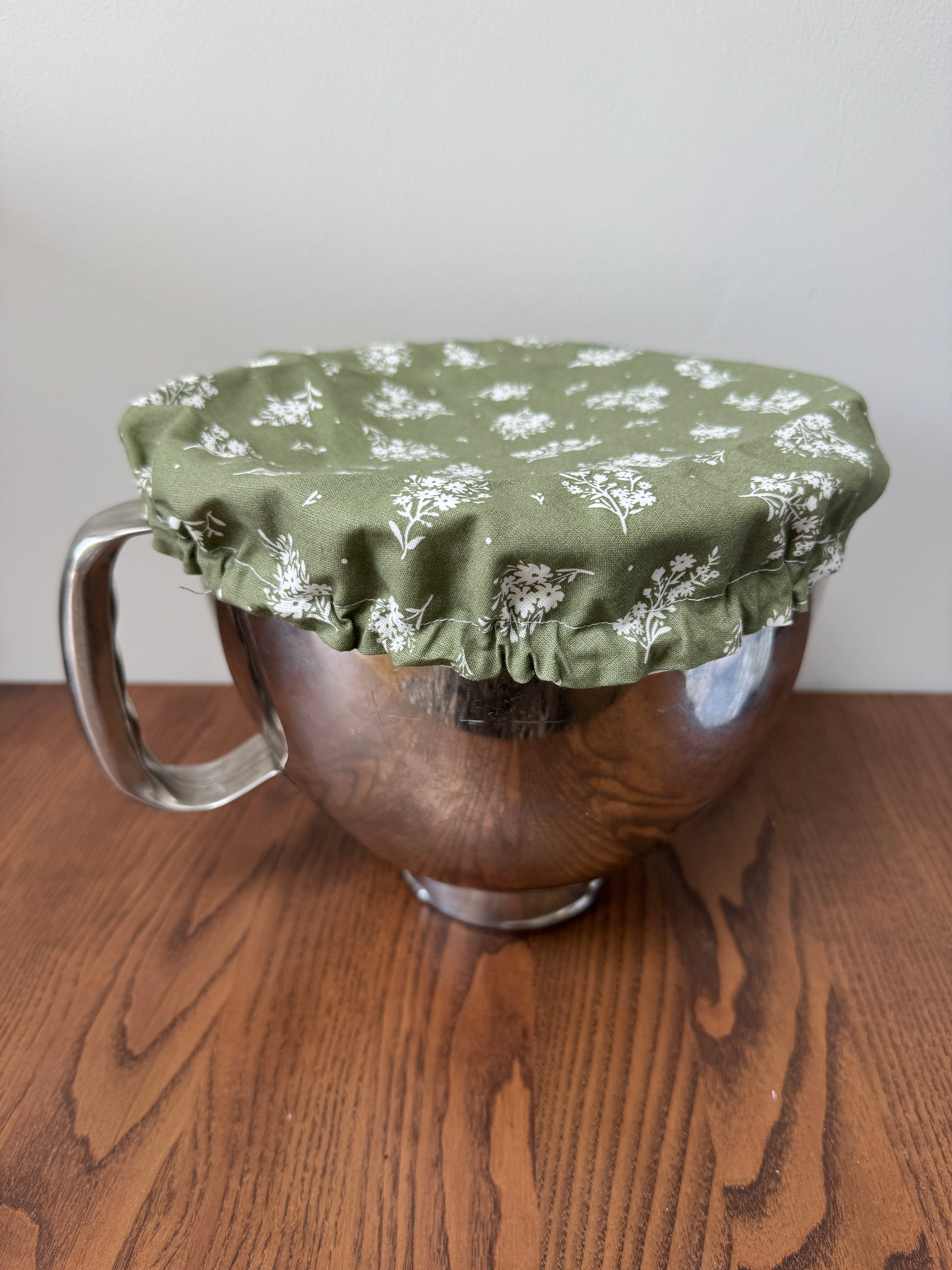 12" Bowl Cover - Sage Green with White