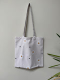 Tote Bag - Pale Greige Heart Daisies