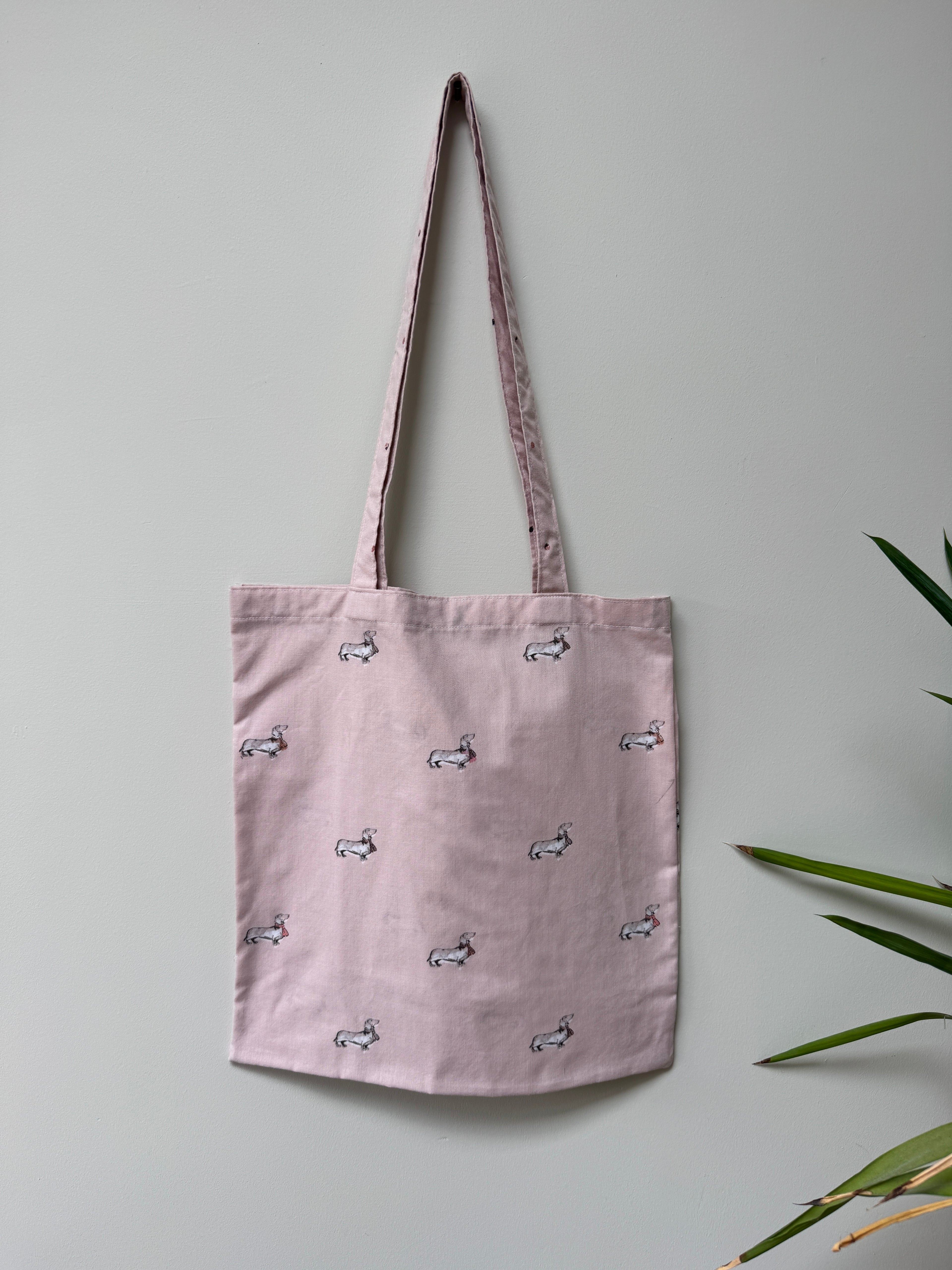 Tote Bag - Dusky Pink Dachshund