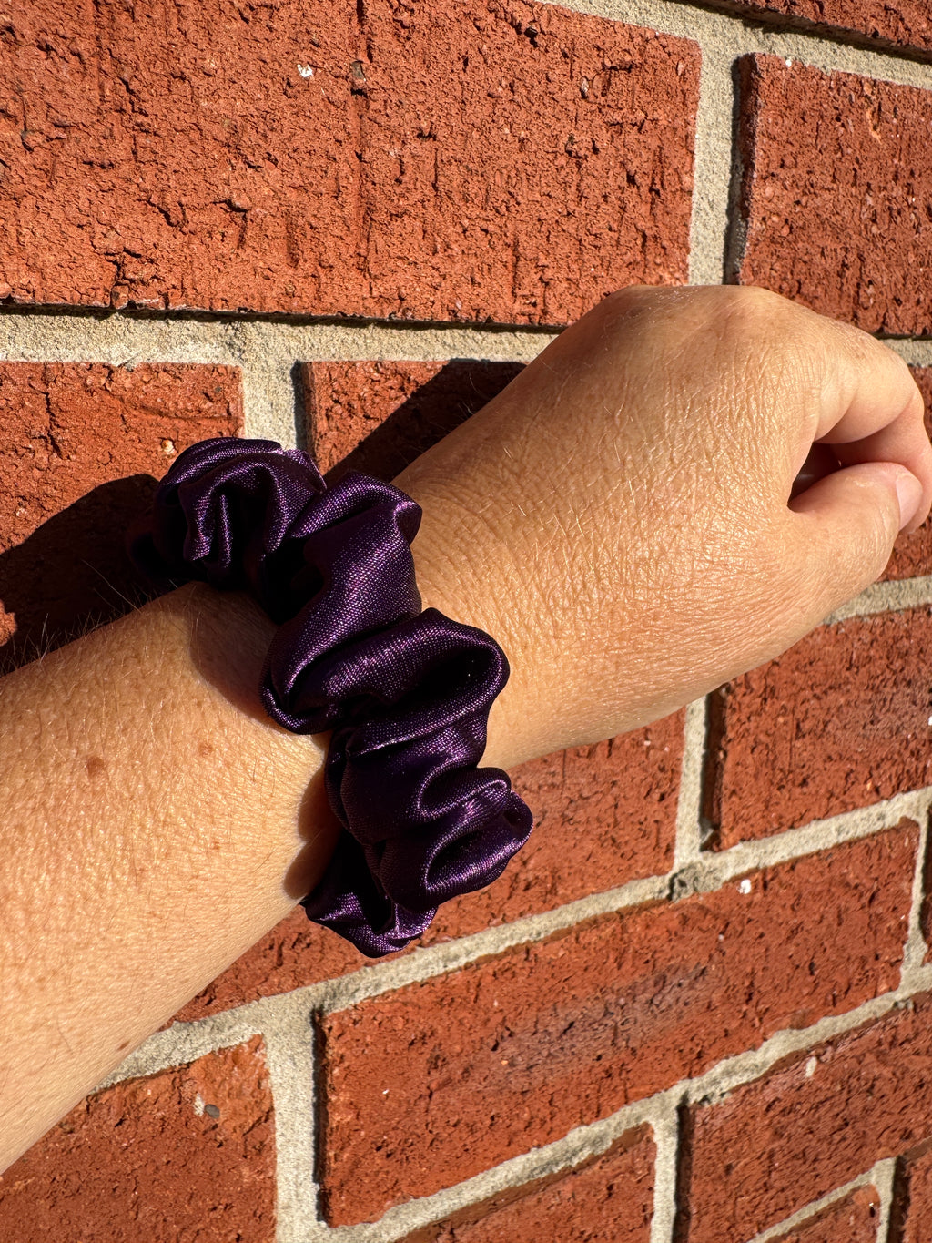 Skinny Satin Scrunchie - Royal Purple