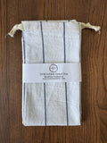 100% Cotton Bread Bag - Navy Skinny Stripe