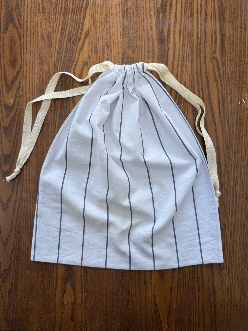 100% Cotton Bread Bag - Navy Skinny Stripe