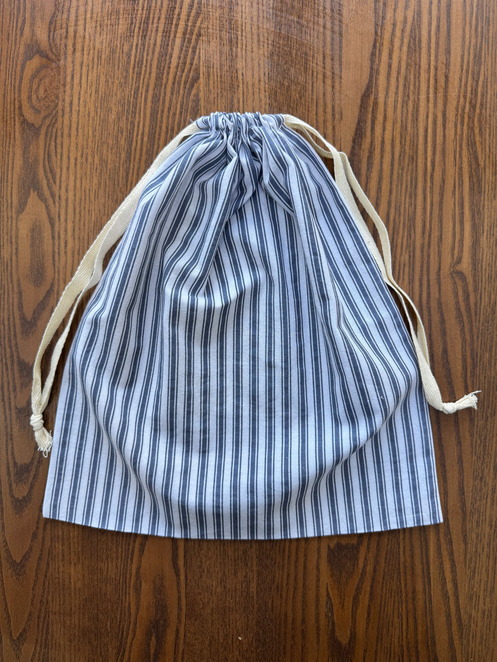 100% Cotton Bread Bag - Navy Ticking