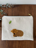 Medium Tufted Zipper Pouch - Highland Cow Lying Down