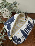 Small Boxy Zipper Pouch - Navy Modern Abstract Floral