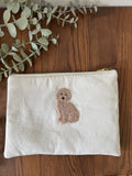Medium Tufted Zipper Pouch - Cockapoo (left facing)