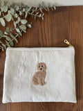 Medium Tufted Zipper Pouch - Cockapoo (right facing)