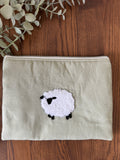 Medium Tufted Zipper Pouch - Sheep