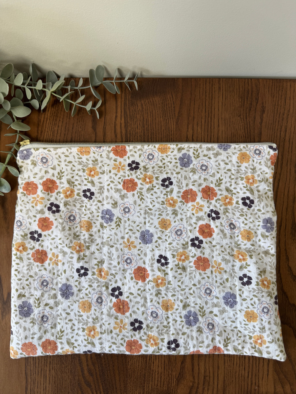 Large (iPad) Zipper Pouch - Autumnal Florals